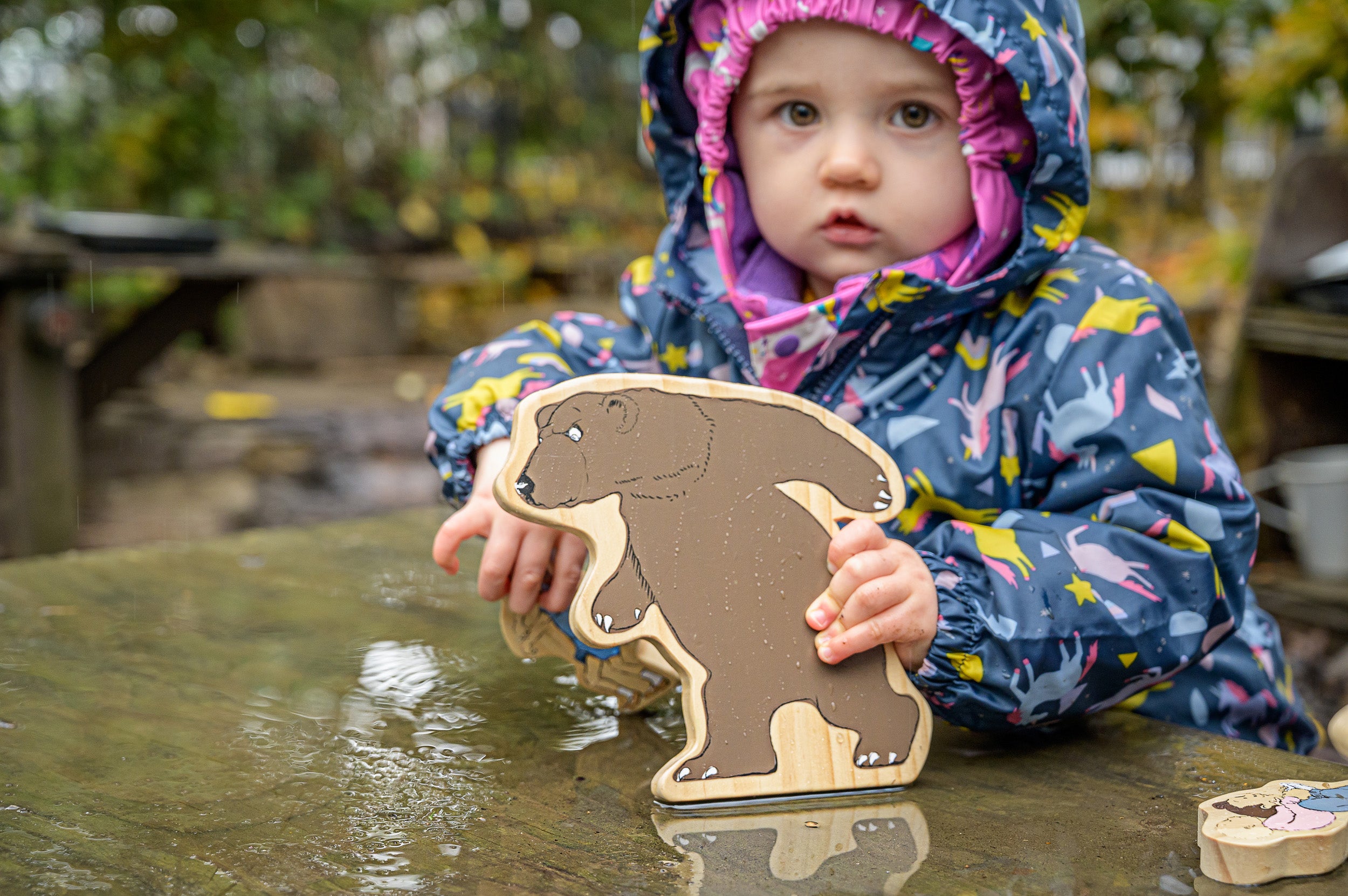 Yellow Door 6 houten figuren We gaan op Berenjacht