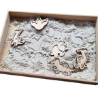 Houten mini vulvormen set dino
