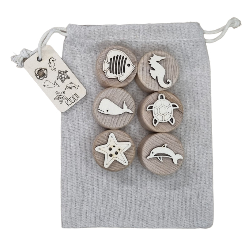 Houten stempelset oceaan