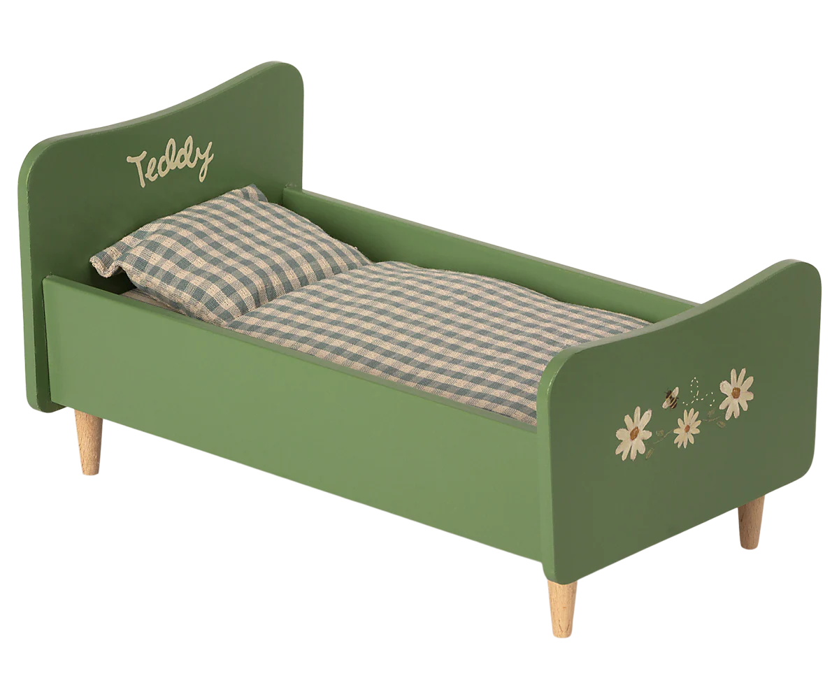 Houten bed, Teddy Papa – Stoffig groen