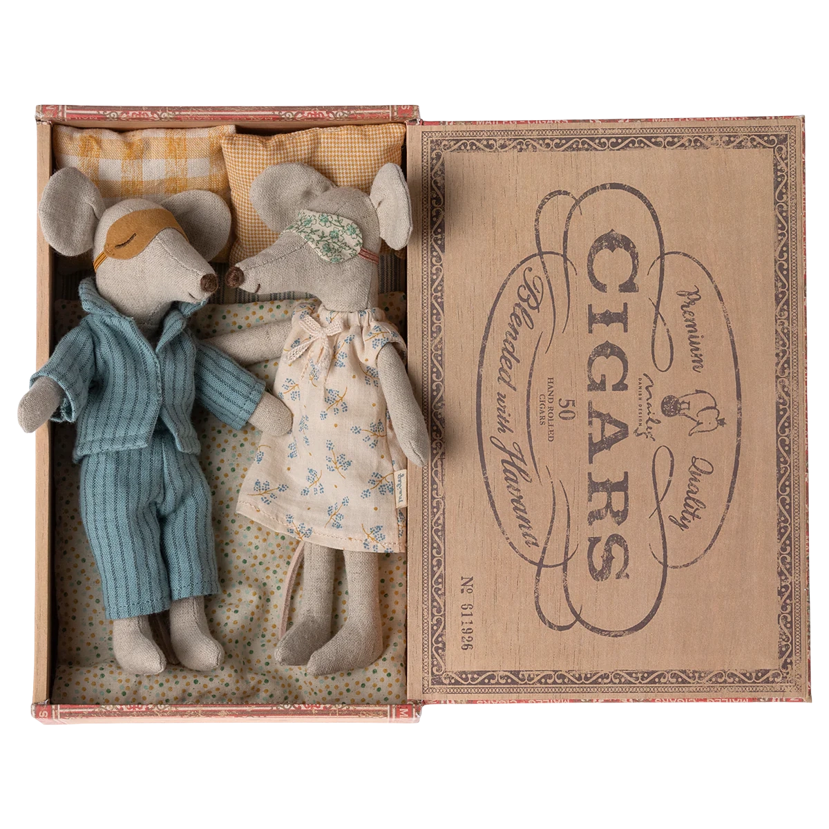 Maileg mama en papa muis in sigarendoos