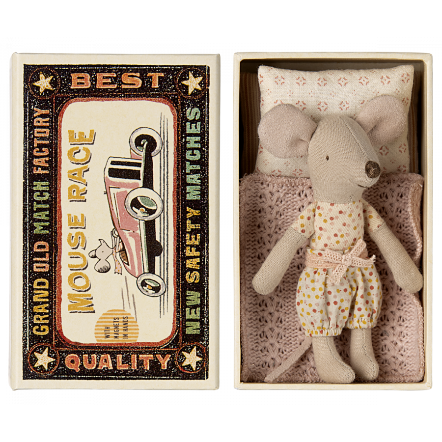 Maileg muis kleine zus in luciferdoosje