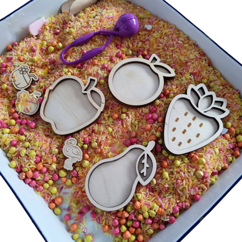 Houten mini vulvormen set fruit