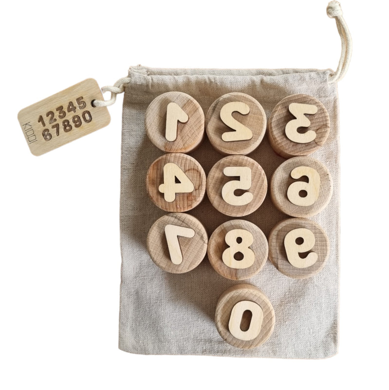 Houten stempelset cijfers