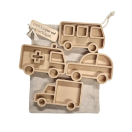 Bio Mini bakjes set voertuigen