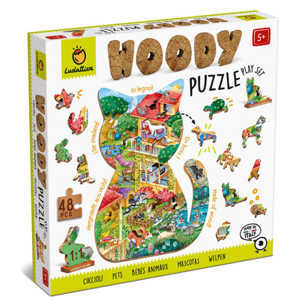 Ludattica Woody huisdieren houten puzzel 48 stukken