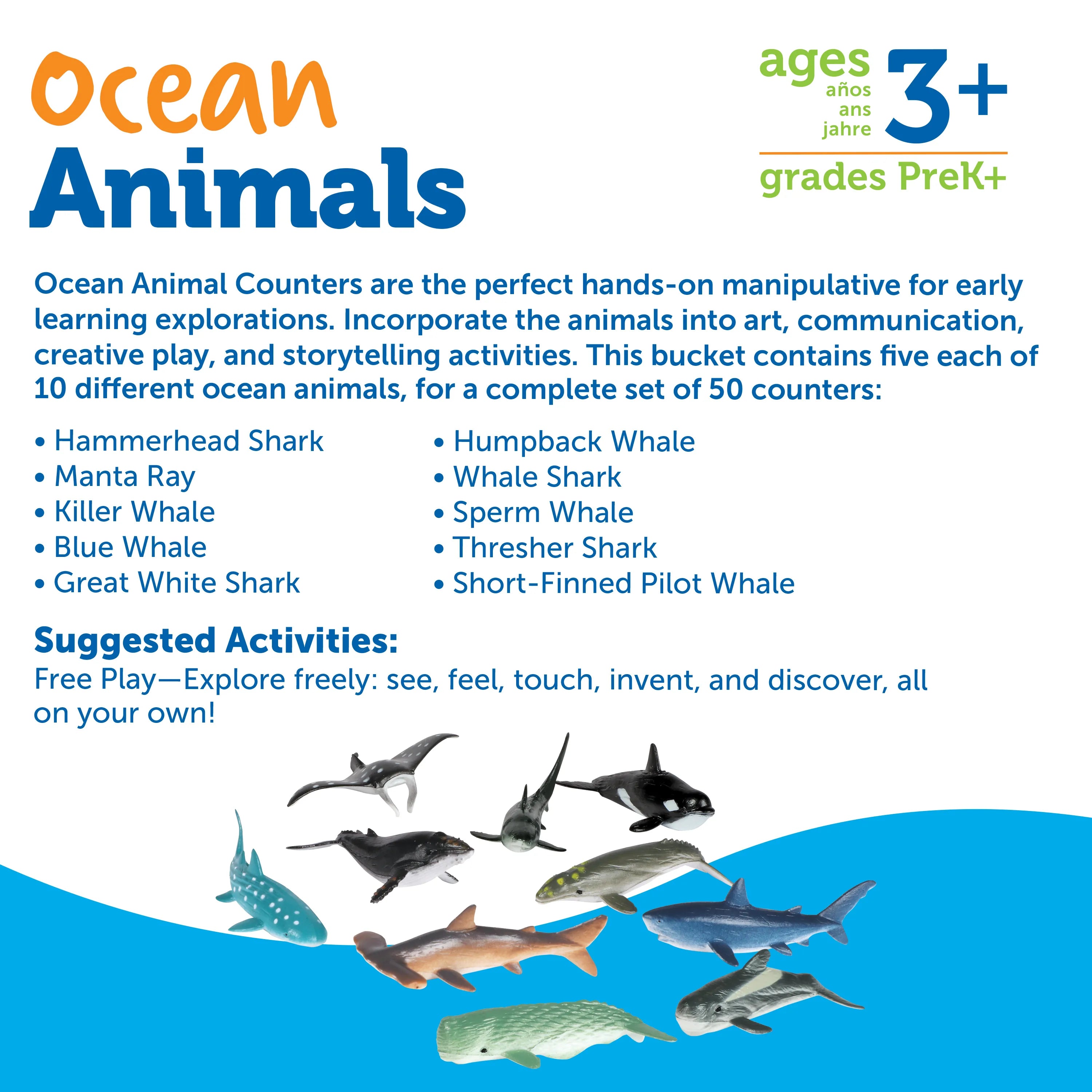 Ocean Animals Counters, Set of 50