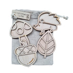 Houten mini vulvormen set herfst