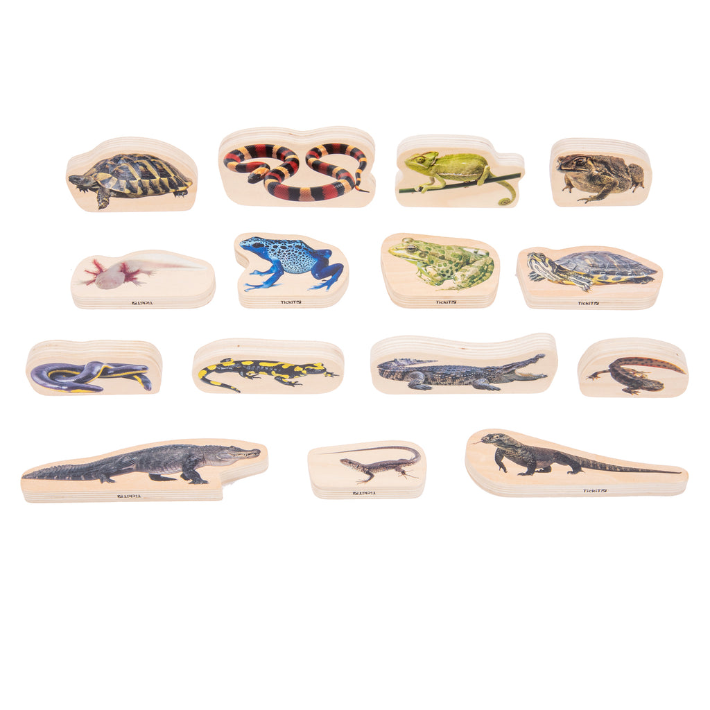 Tickit 15 houten blokken reptielen en amfibieën