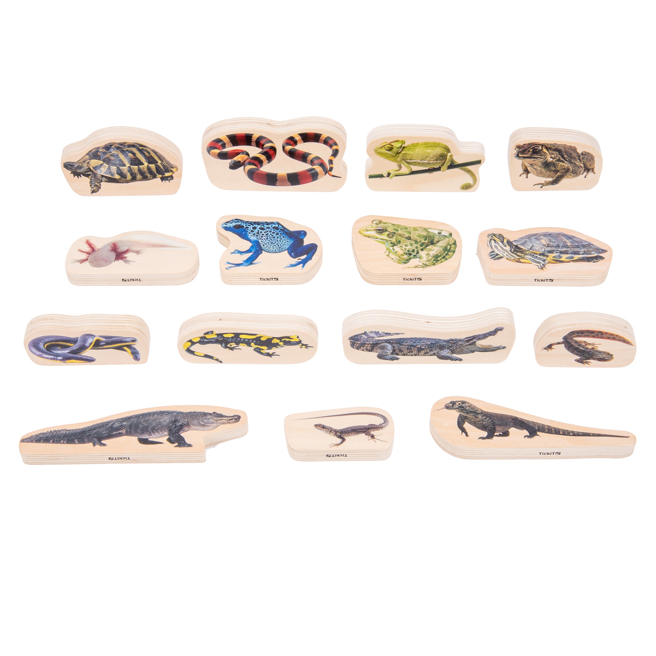 Tickit 15 houten blokken reptielen en amfibieën
