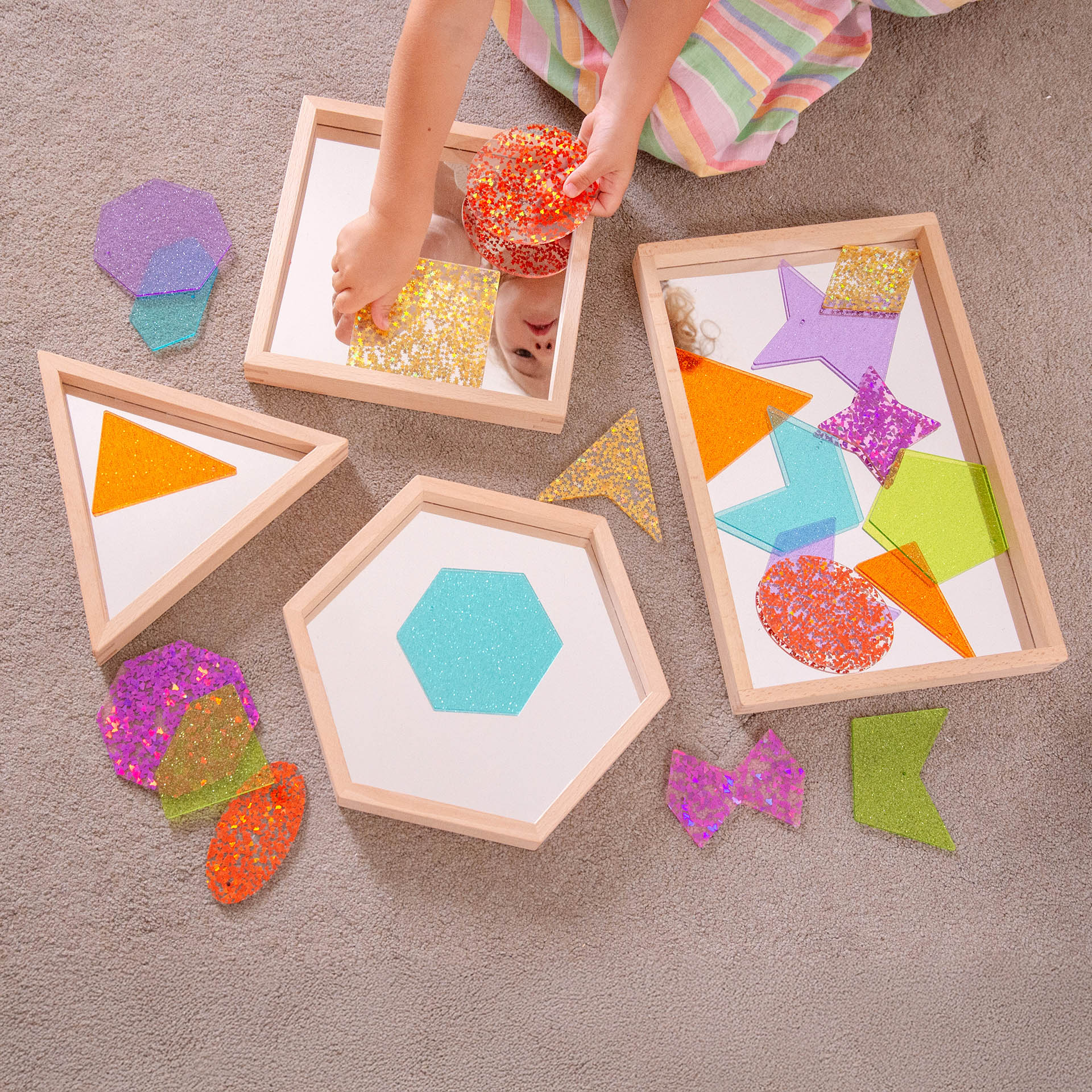 Wooden Shape Mirror Tray