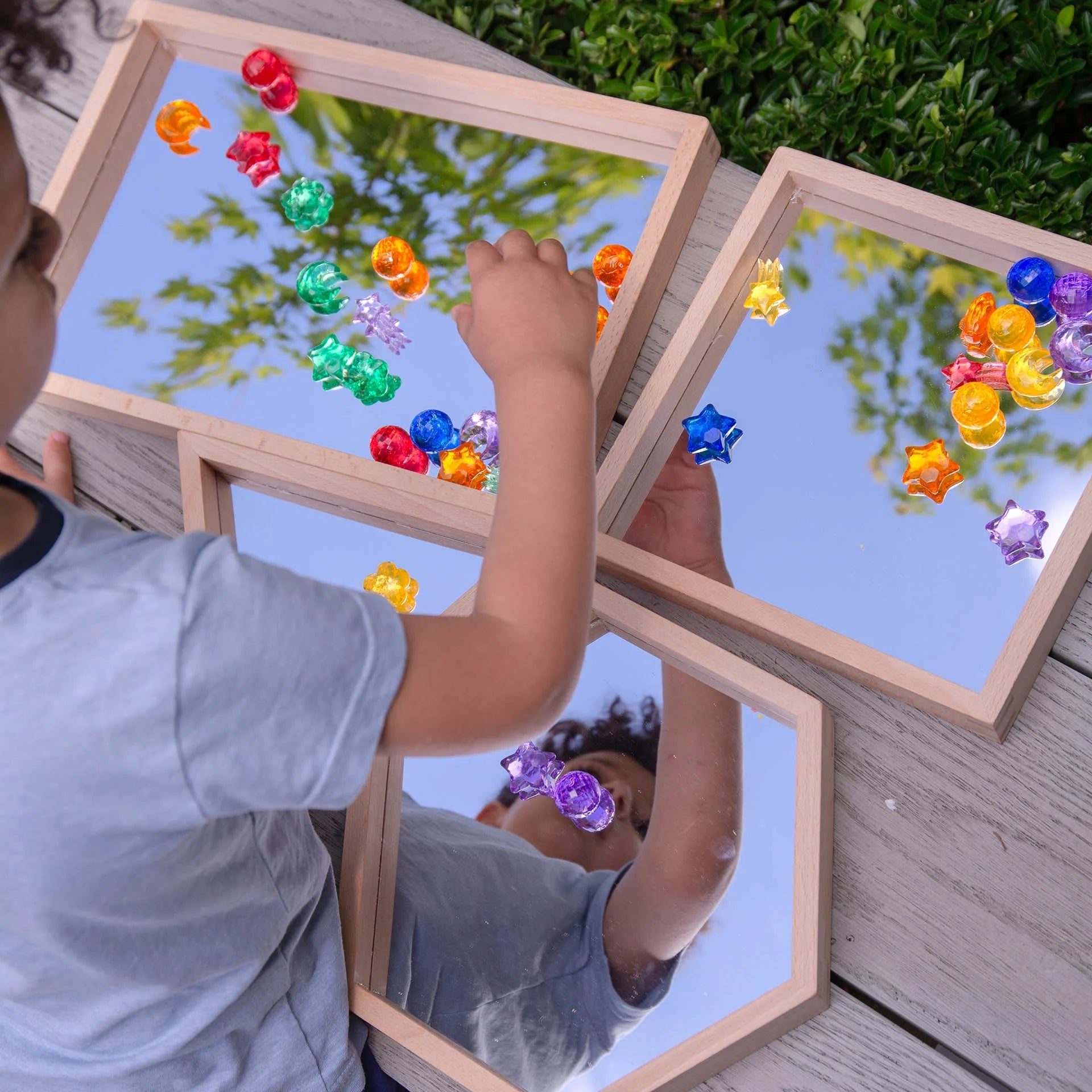 Wooden Shape Mirror Tray