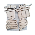 Houten mini vulvormen set feest