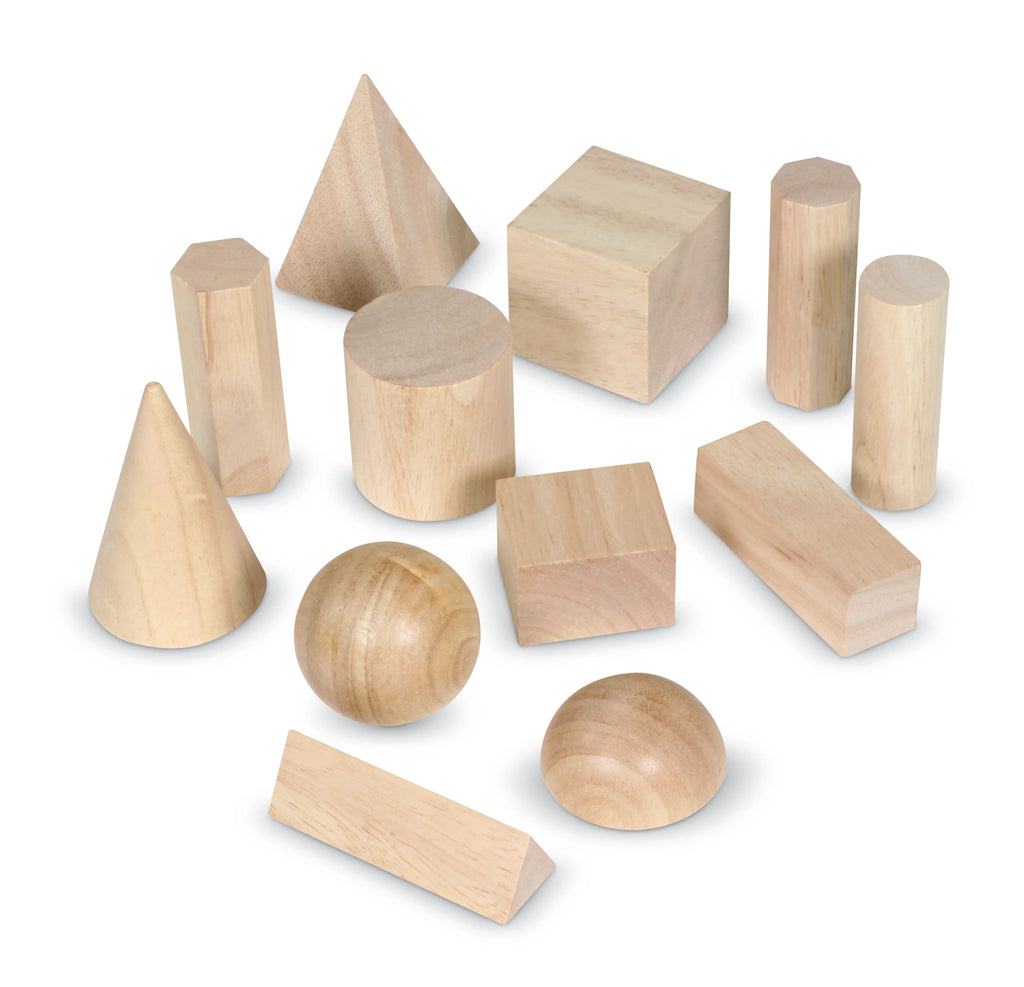 Wooden Geometric Solids, Set of 12