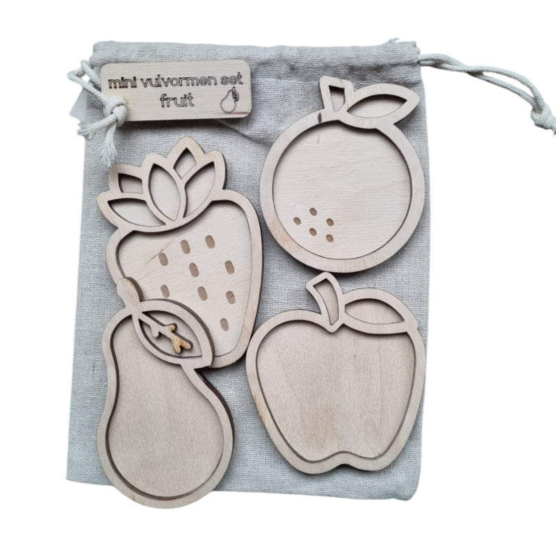 Houten mini vulvormen set fruit