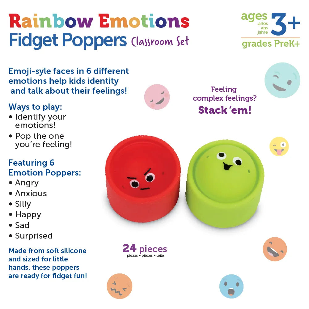 Rainbow Emotion Fidget Poppers Classroom Set