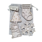 Houten mini vulvormen set winter