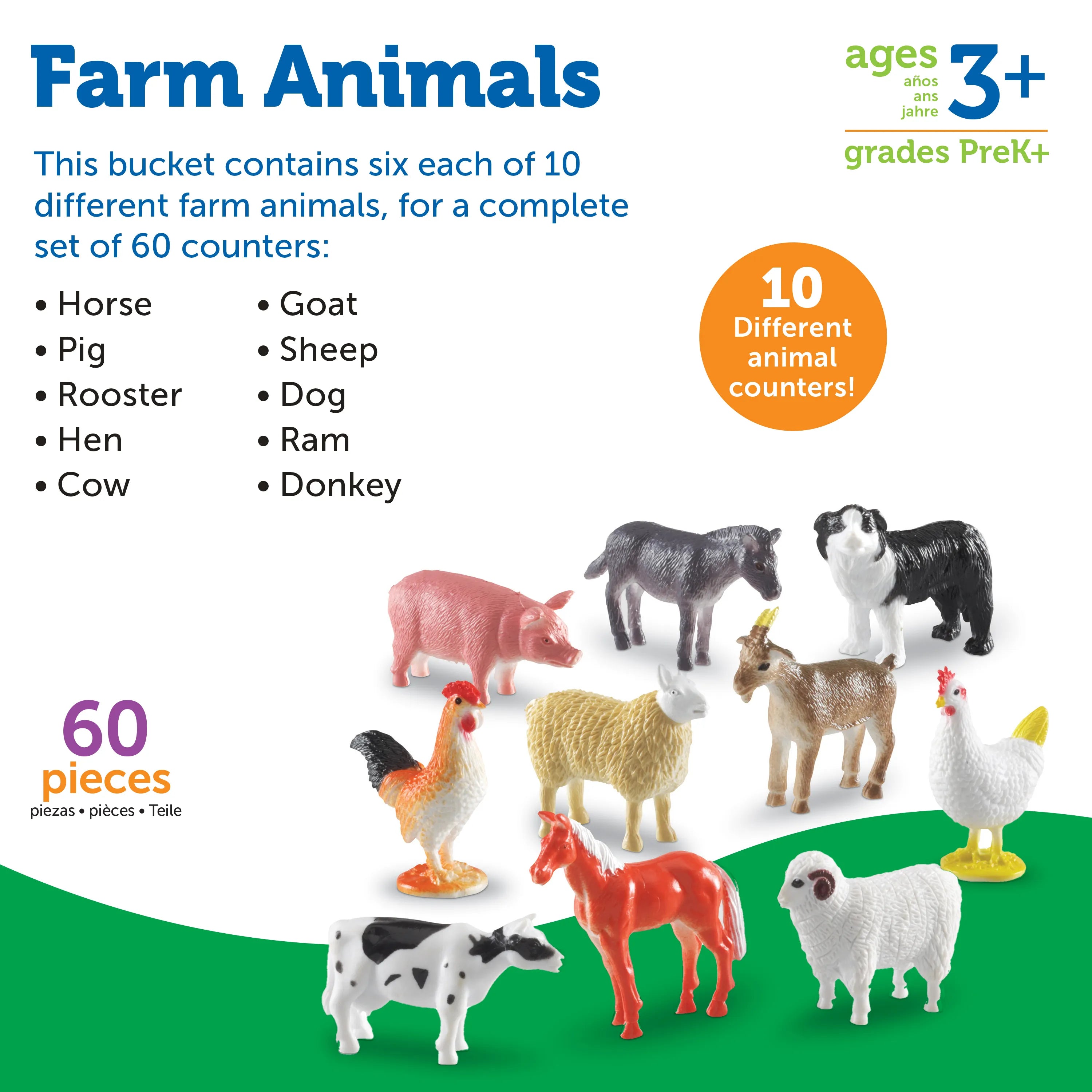 Farm Animal Counters, Set of 60