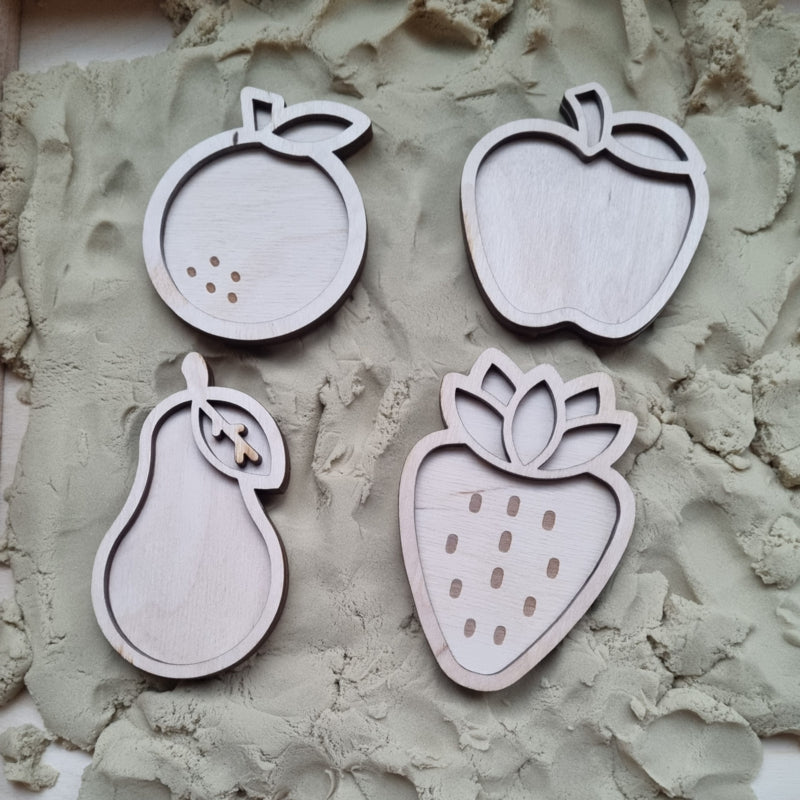 Houten mini vulvormen set fruit