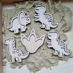 Houten mini vulvormen set dino