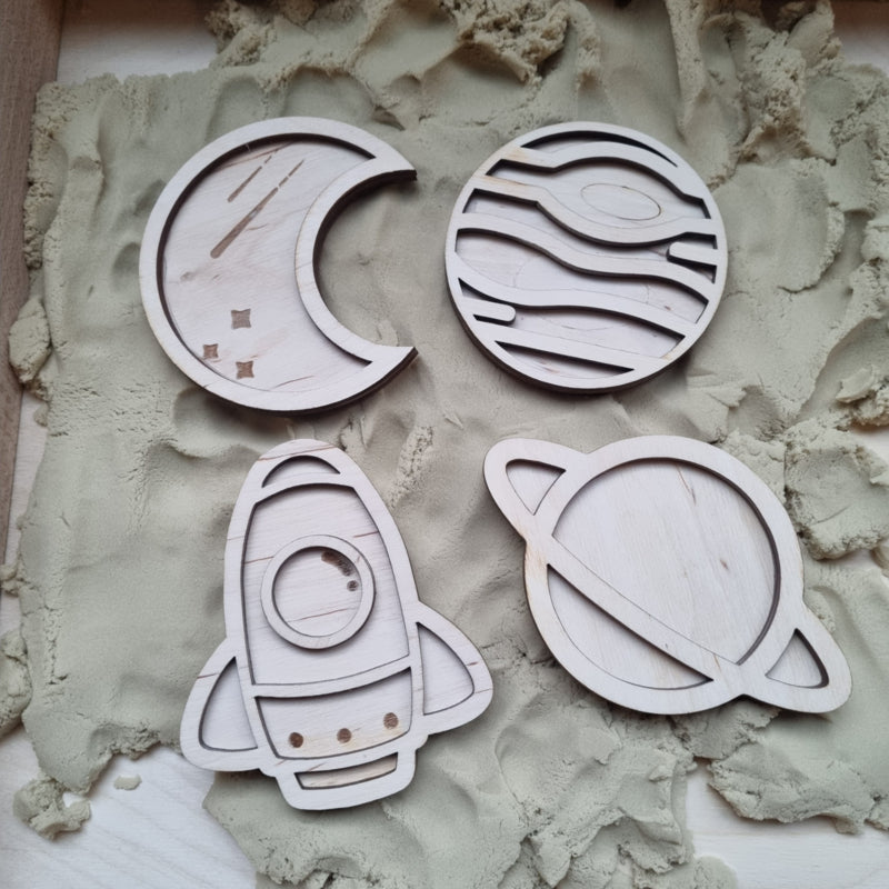 Houten mini vulvormen set de ruimte