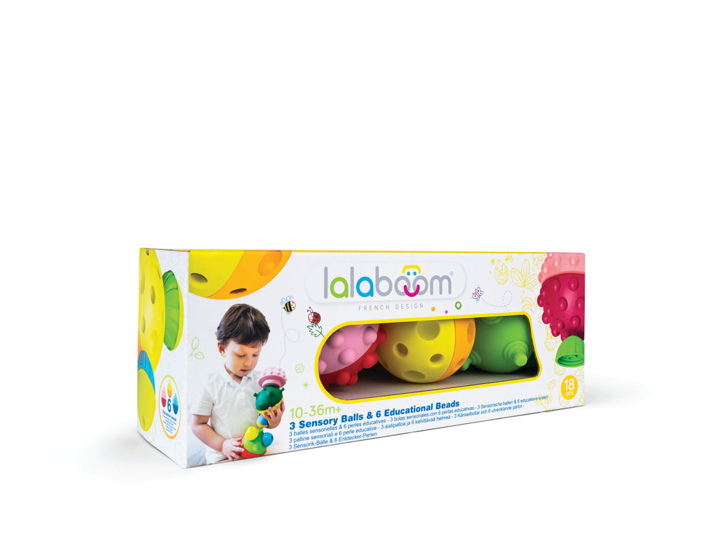 3 sensorische ballen met educatieve kralen
