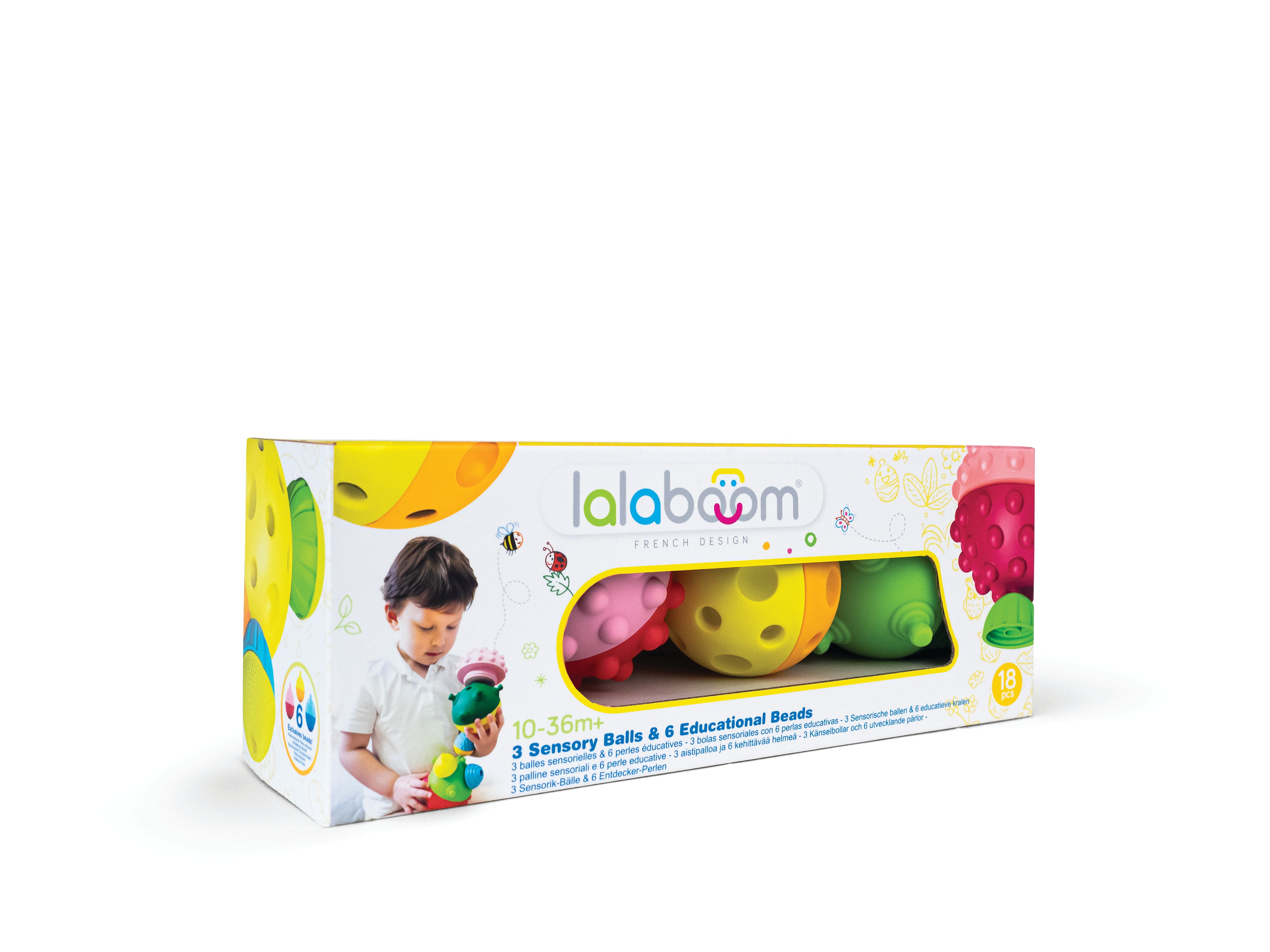 3 sensorische ballen met educatieve kralen