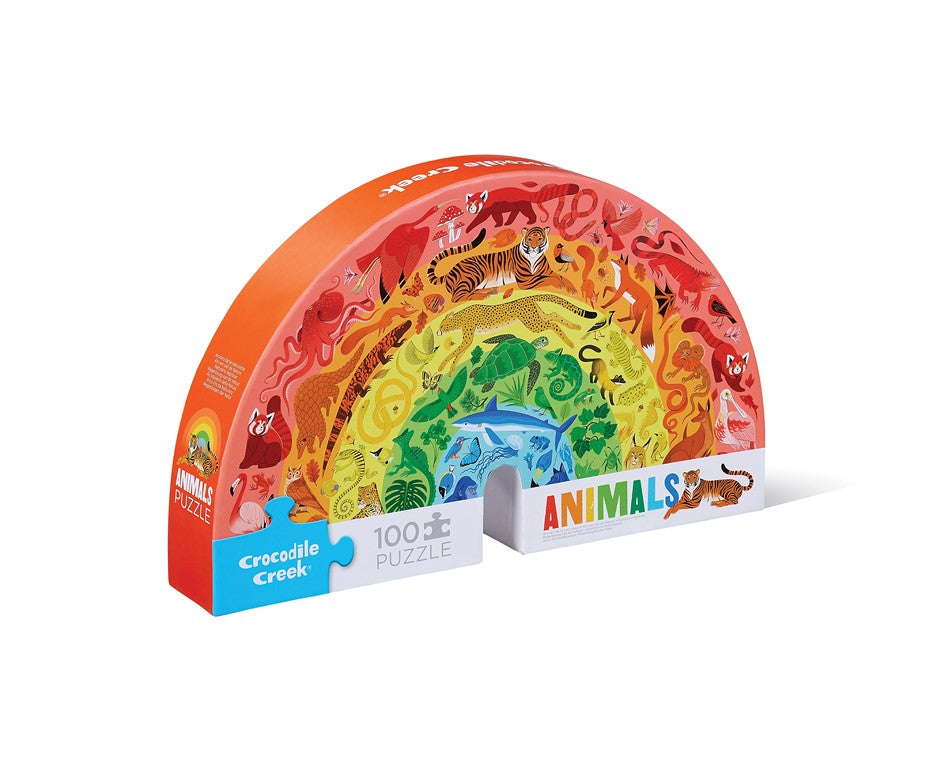 Shaped box puzzles, 100 stuks Dierenregenboog