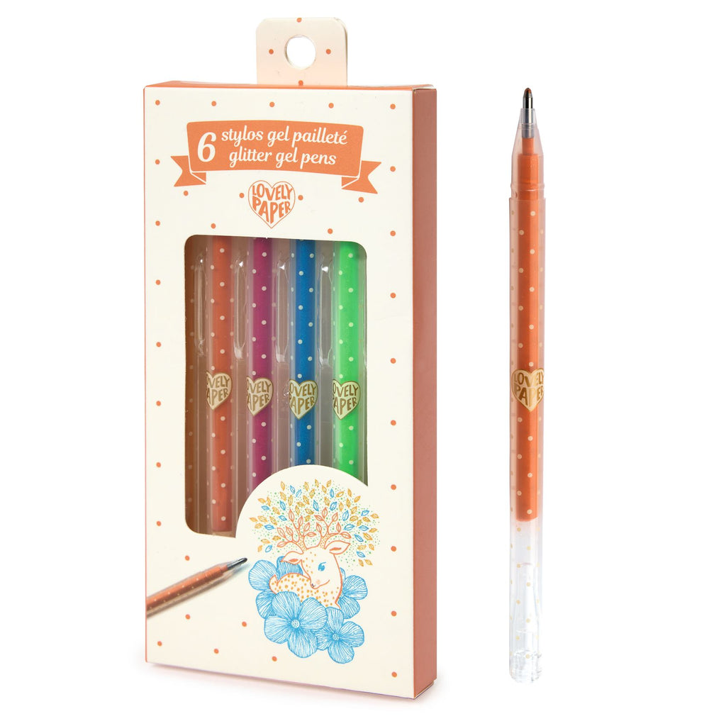 6 glittergelpennen