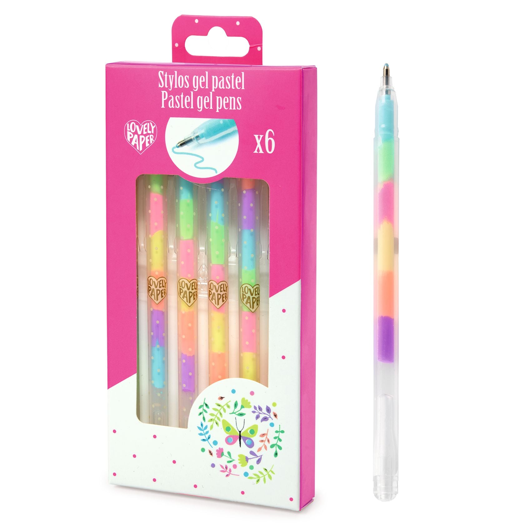6 pastel gel pennen