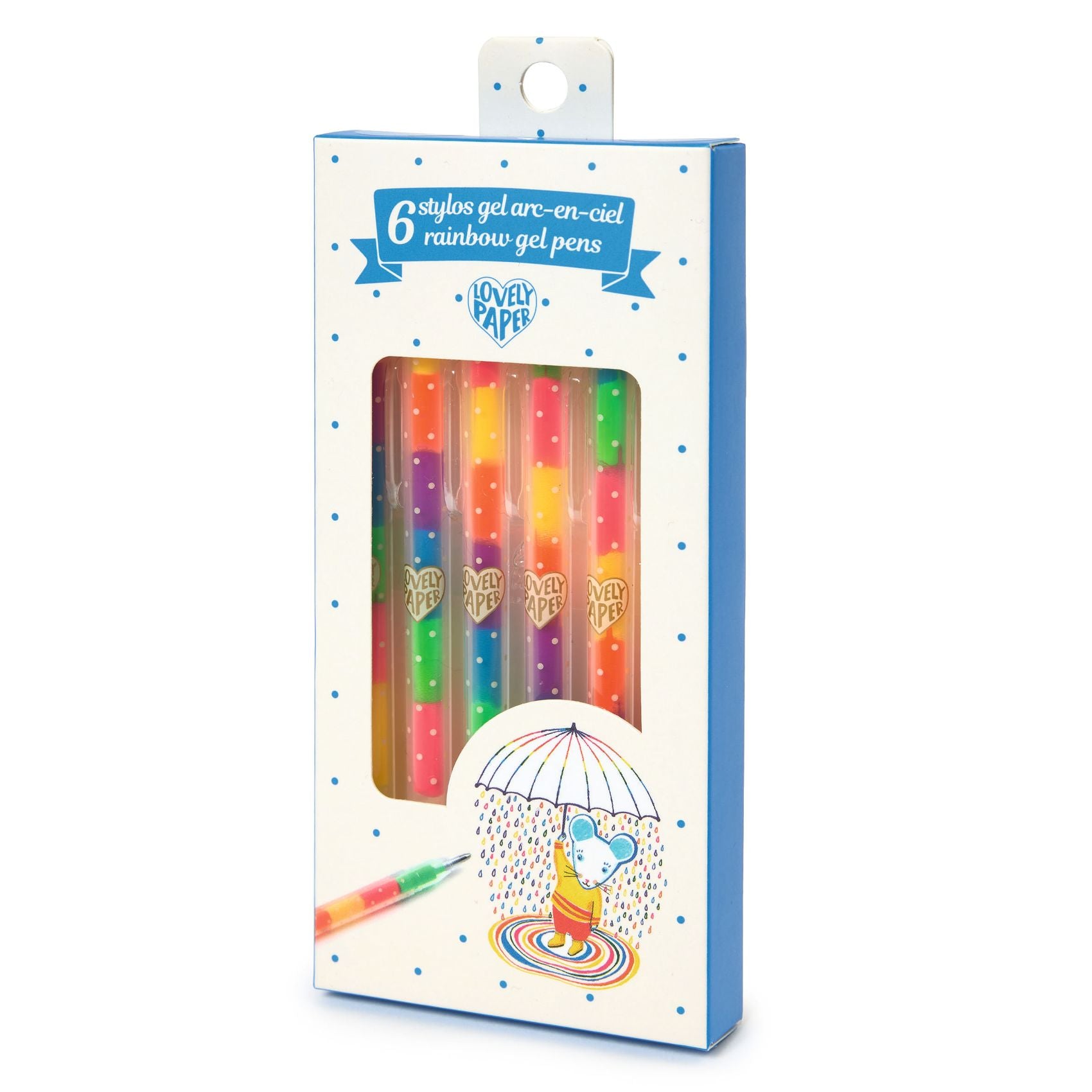 6 regenboog gel pennen