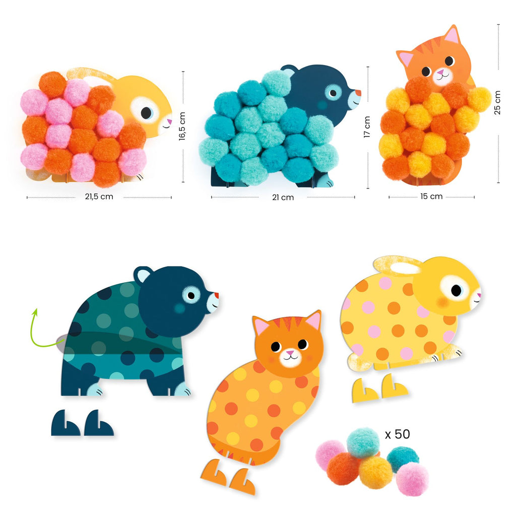 Dieren en ronde pompons