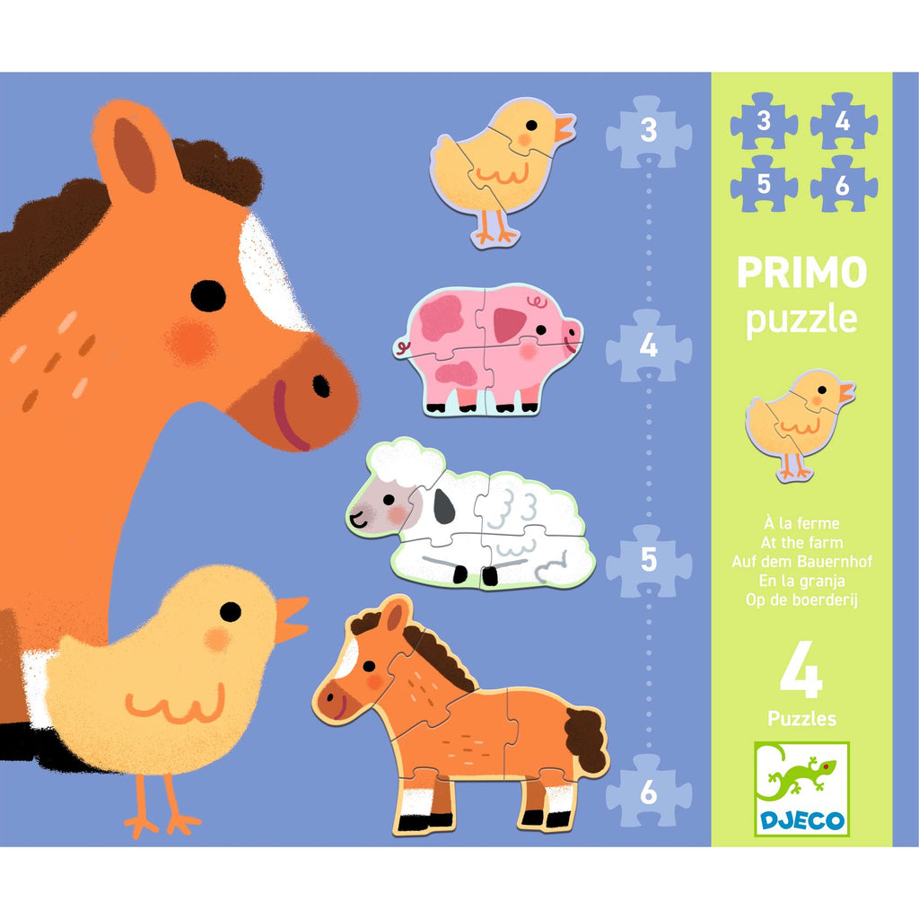 Primo puzzels Op de boerderij 3, 4, 5 en 6 stukjes