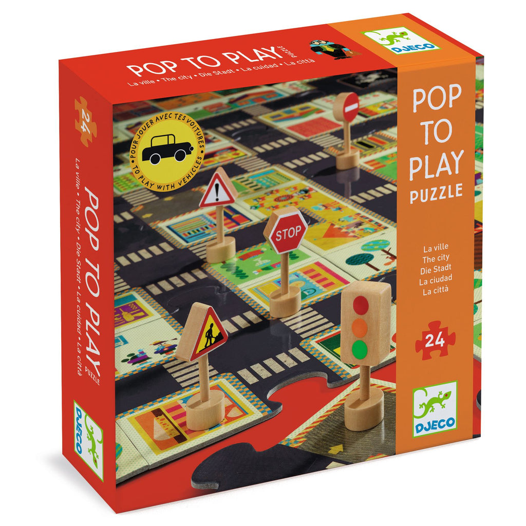 Puzzel Pop To Play stad met verkeersborden