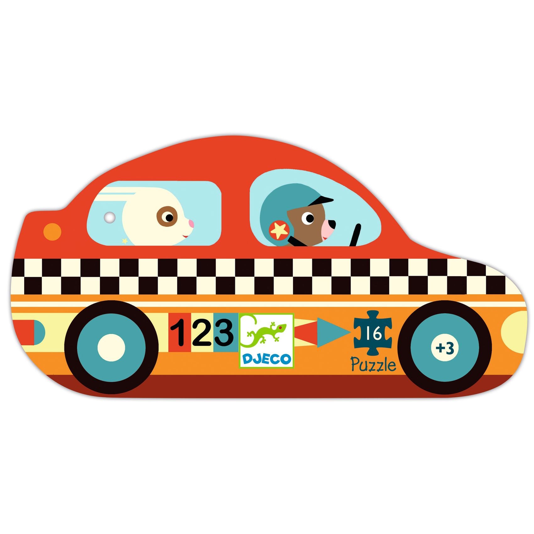 Silhouette puzzel racewagen