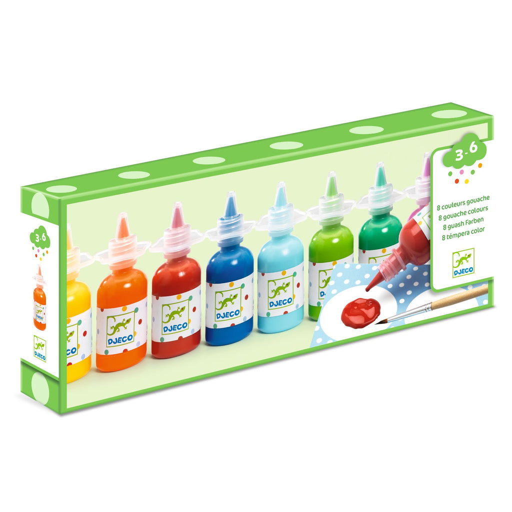 8 Gouache flesjes voor kleuters