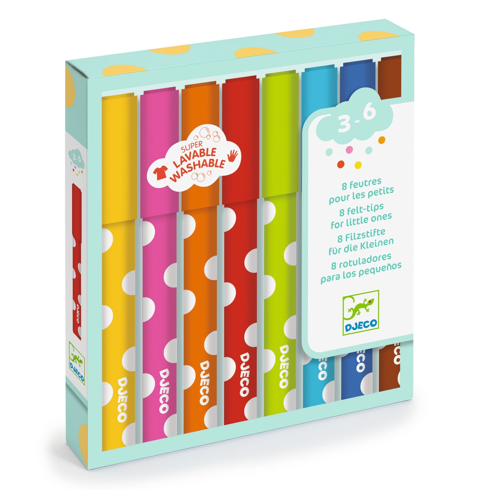 Set van 8 uitwasbare viltstiften voor kleintjes