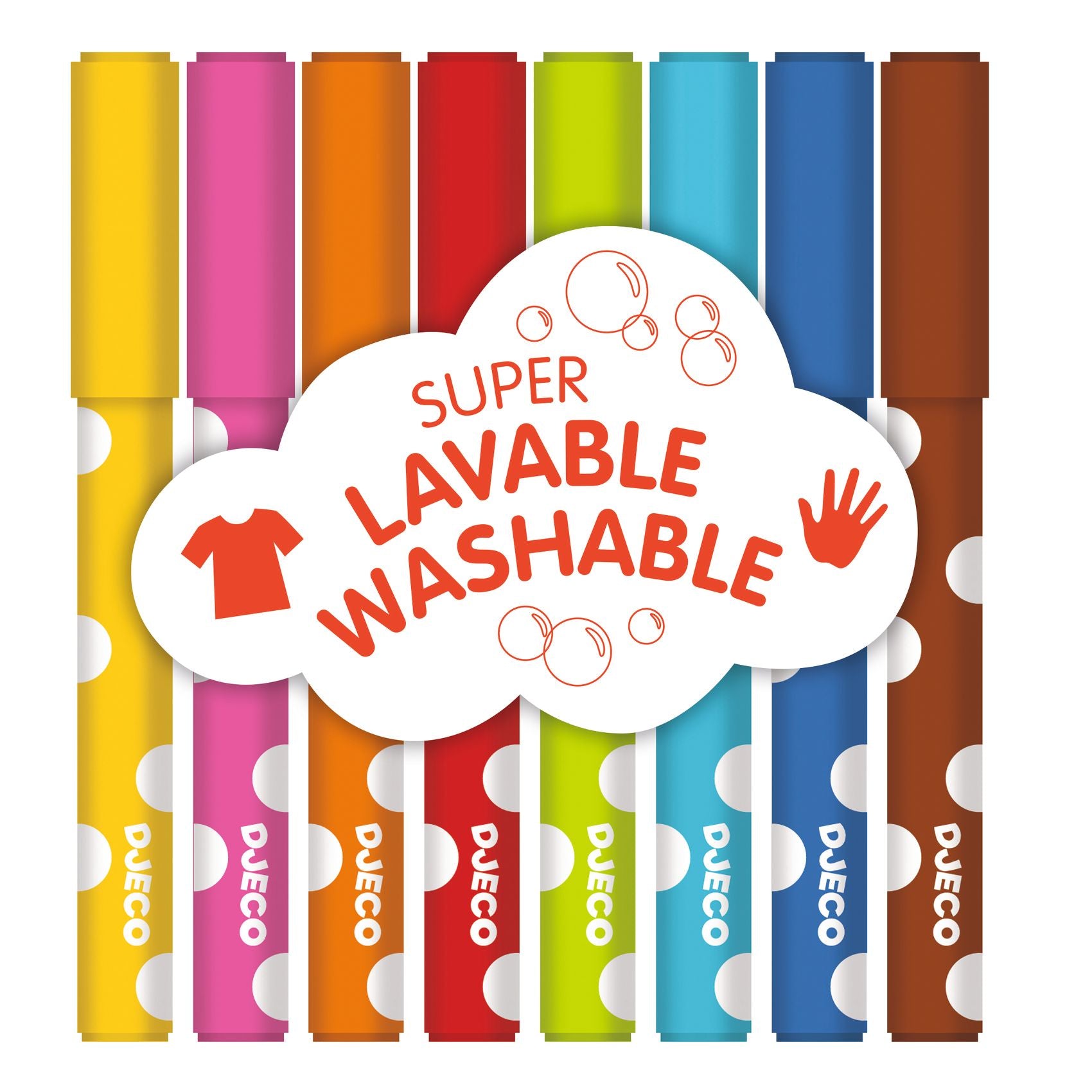 Set van 8 uitwasbare viltstiften voor kleintjes