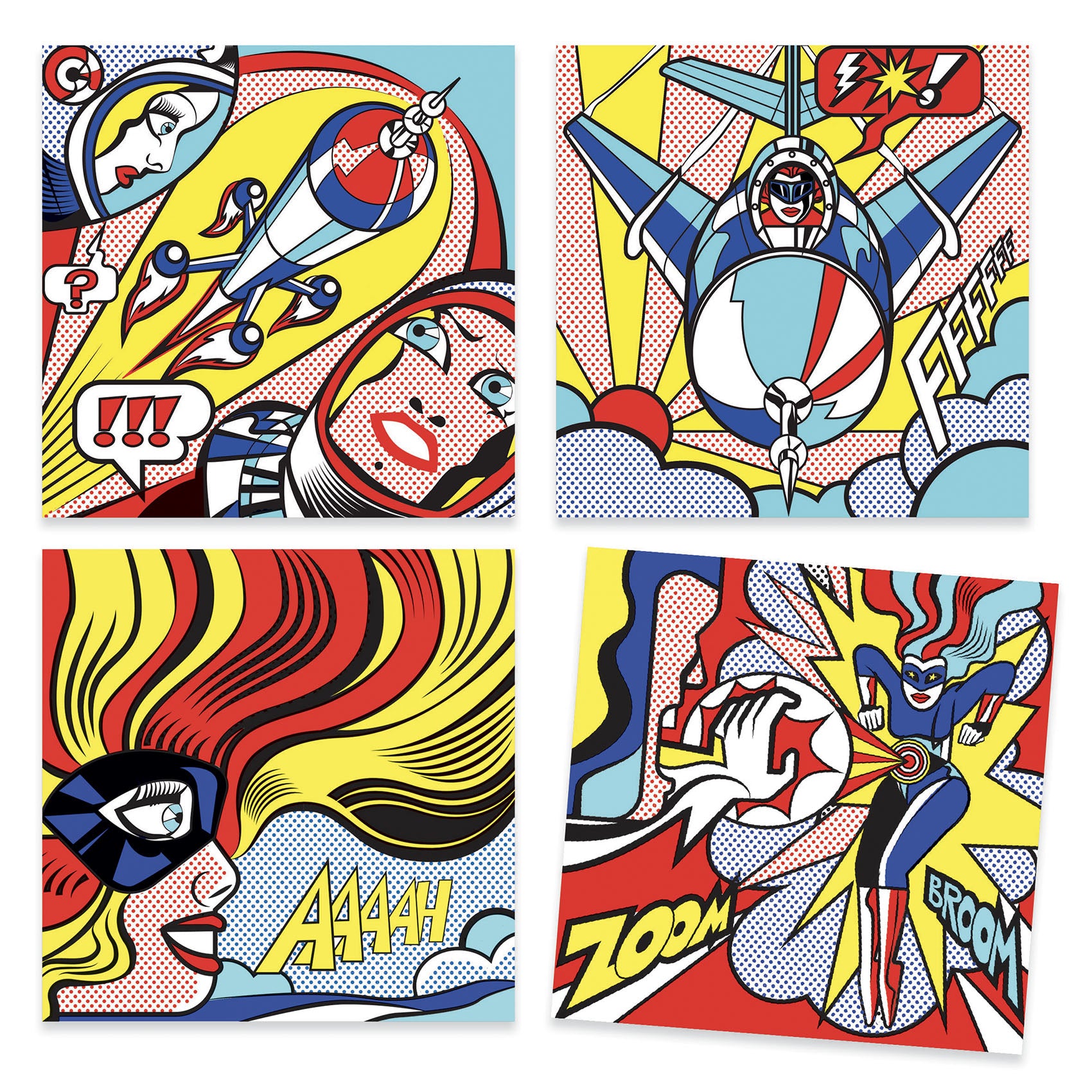 Superheroes inspired by Roy Lichtenstein