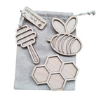 Houten mini vulvormen set de bij