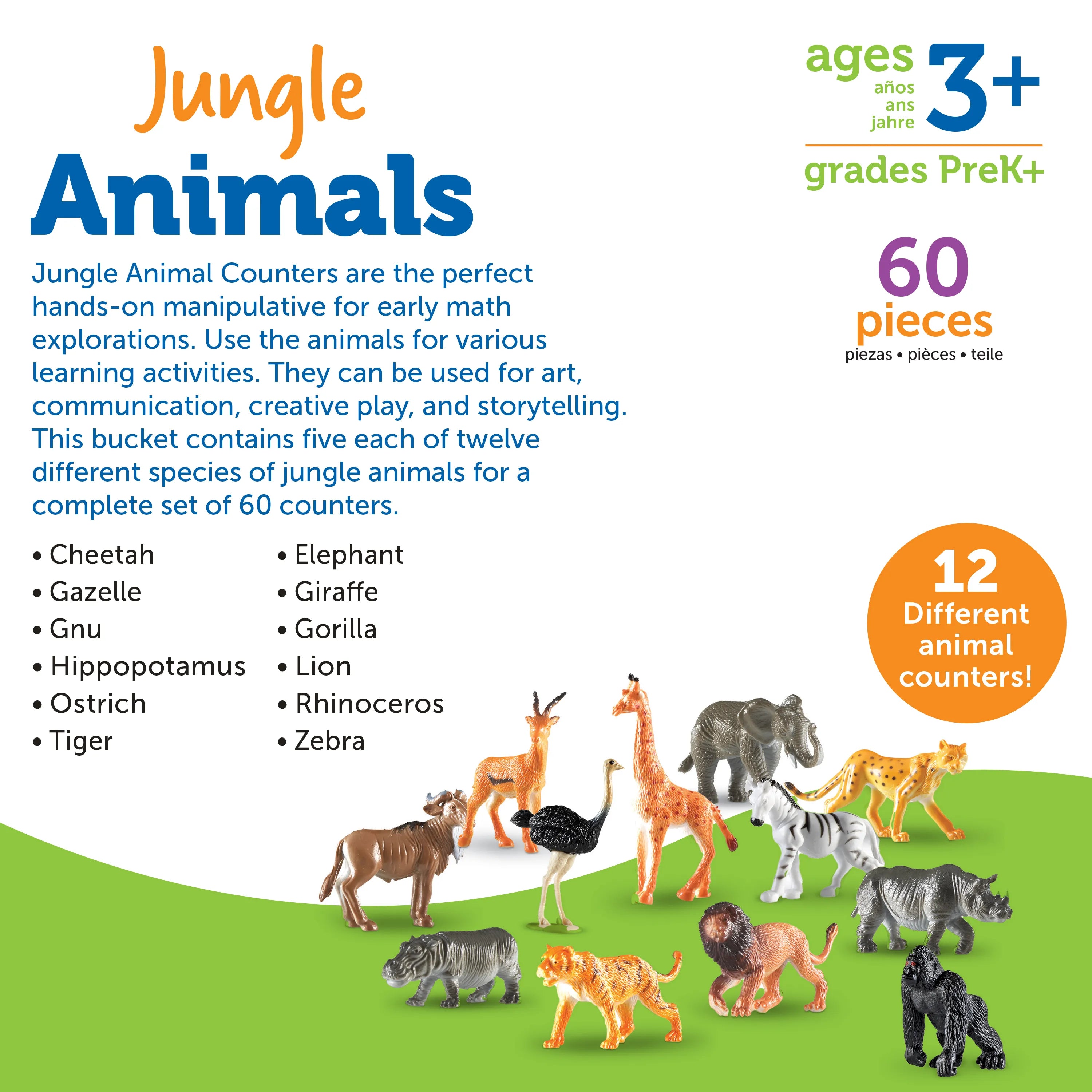 Jungle Animal Counters, Set of 60