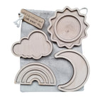 Houten mini vulvormen set het weer