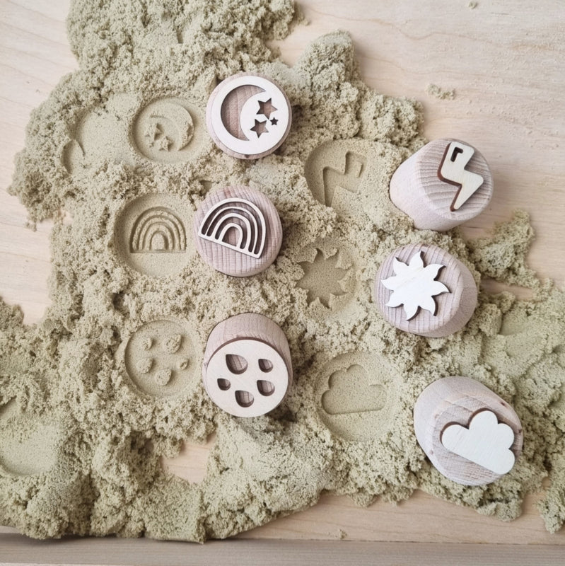 Houten stempelset het weer