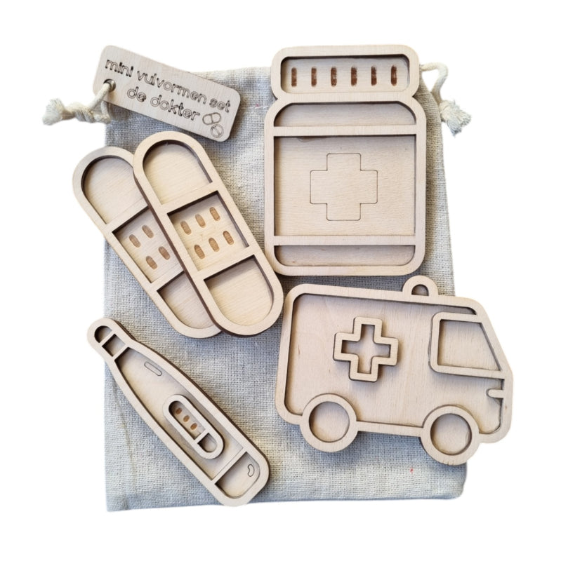 Houten mini vulvormen set de dokter