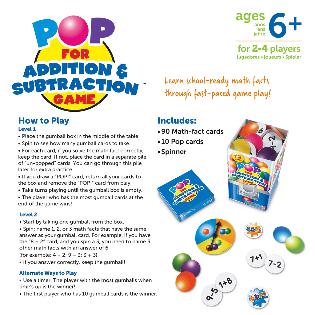 POP For Addition & Subtraction Game