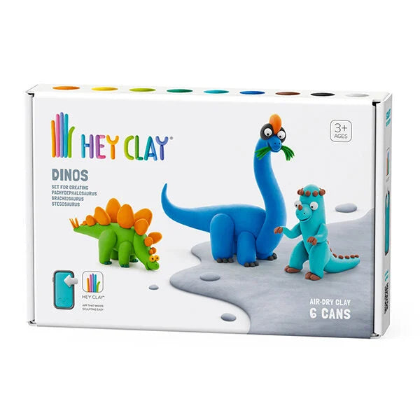 Hey Clay Dino`s (stegosaurus, pachycephalosaurus, brachiosaurus) 6 potjes