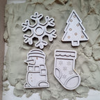 Houten mini vulvormen set winter