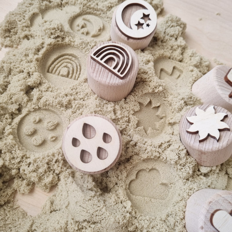 Houten stempelset het weer