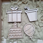 Houten mini vulvormen set feest