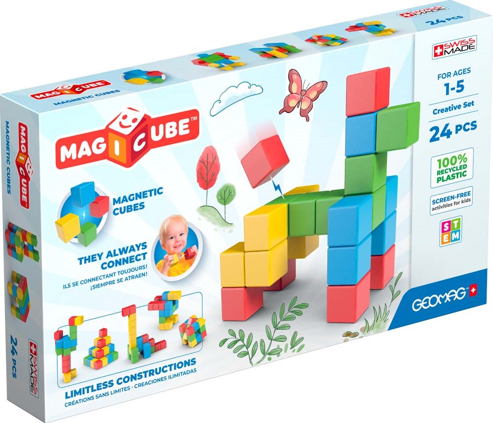 Magicube Recycled Creative Set 24-delig | Magnetisch speelgoed | 1-5 jaar
